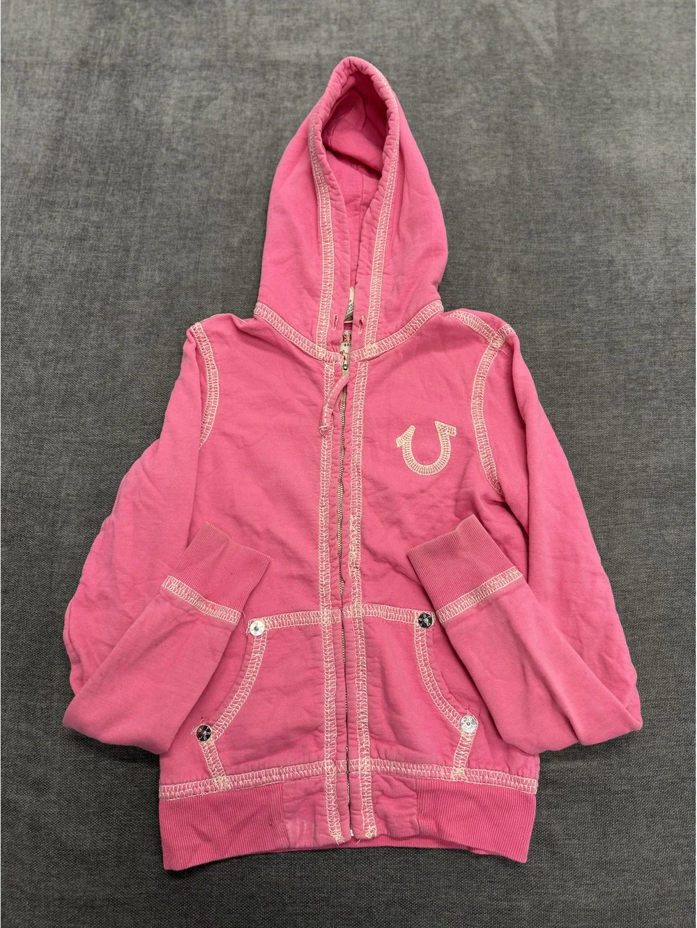 True Religion Classic Hoodie Pink Zip-Up Hoodie Size Small